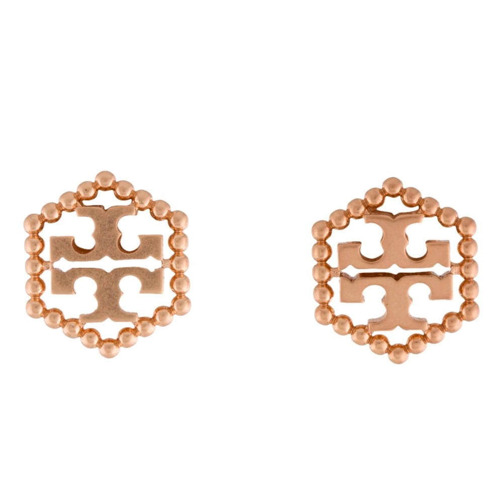 Tory Burch Milgrain Hex Stud Earrings